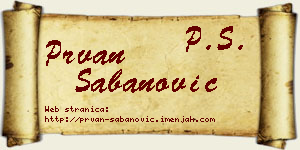 Prvan Šabanović vizit kartica